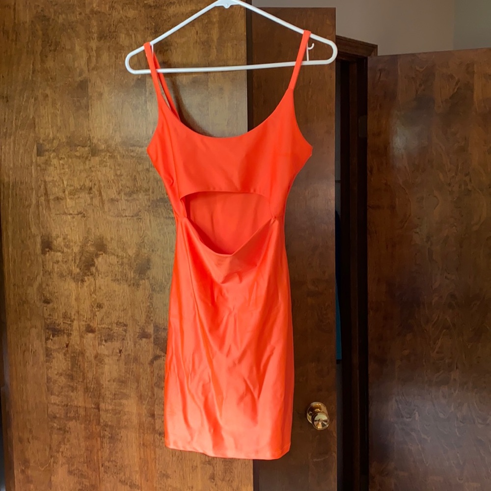 Bright Orange Dress , Split